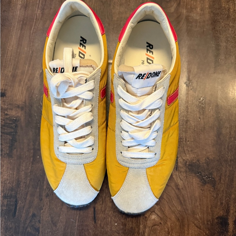 Re/Done 70s Yellow and Red Retro Runner Sneakers